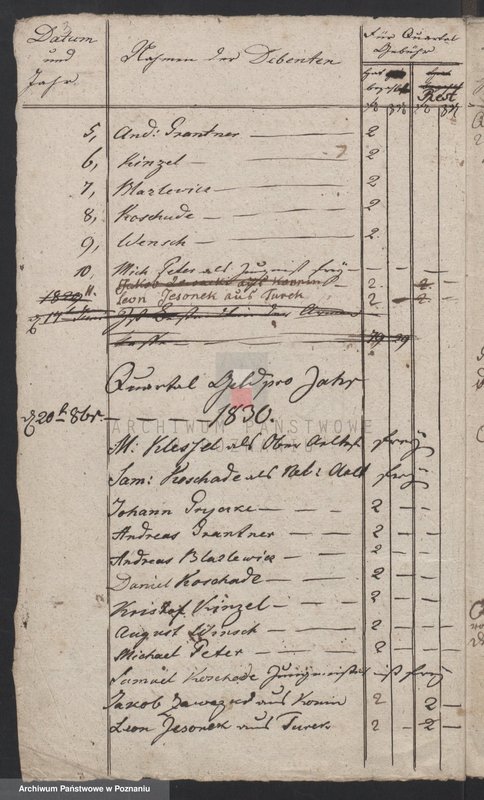 image.from.unit.number "Einnahme von Beiträgen für Arme von Quartalgeld,  Meister - Gesellen - und Lehrburschen - Eintragungen"