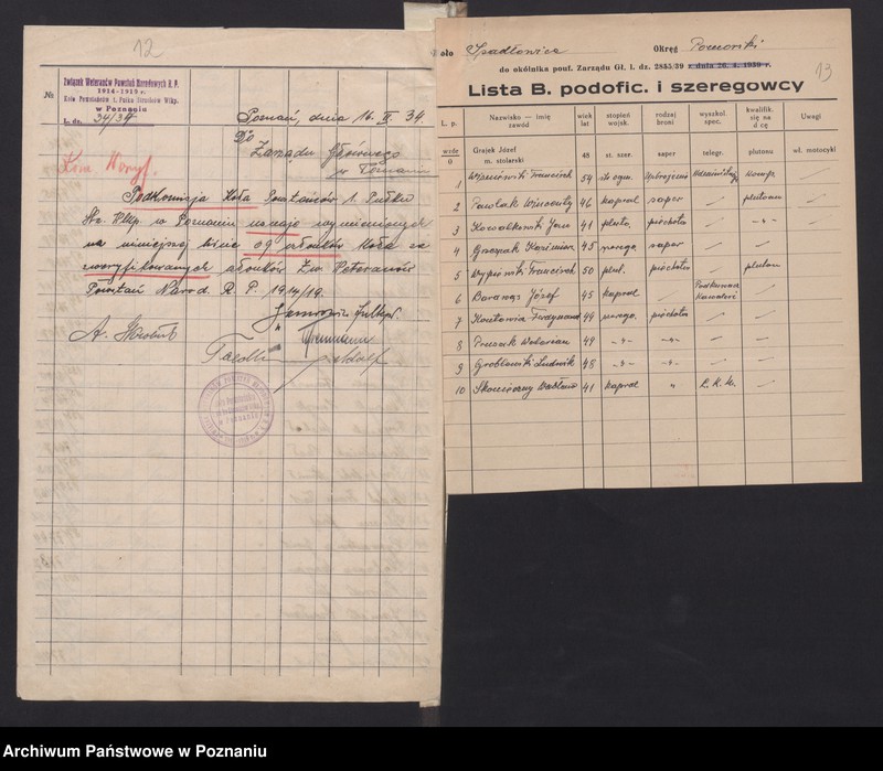 Obraz 13 z jednostki "Lista członków Związku Powstańców Wielkopolskich przesłane przez hitlerowców S.D. - Toruń do S.D. - Leitabschnitt - Poznań."