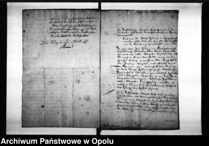 Obraz 13 z jednostki "Acta Specialia des Magistrats zu Oppeln. Wegen Anlegung einer Unterlaugen-Siederey für das Alaun Bergwerk zu Freyenwalde a/O. [...]"