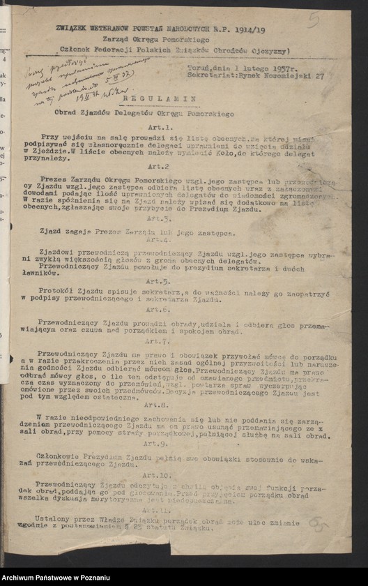 image.from.unit.number "Akta Walnego Zjazdu Delegatów Okręgu Związku Weteranów Powstań Narodowych Rzeczypospolitej Polski 7.III.1937 tom I."