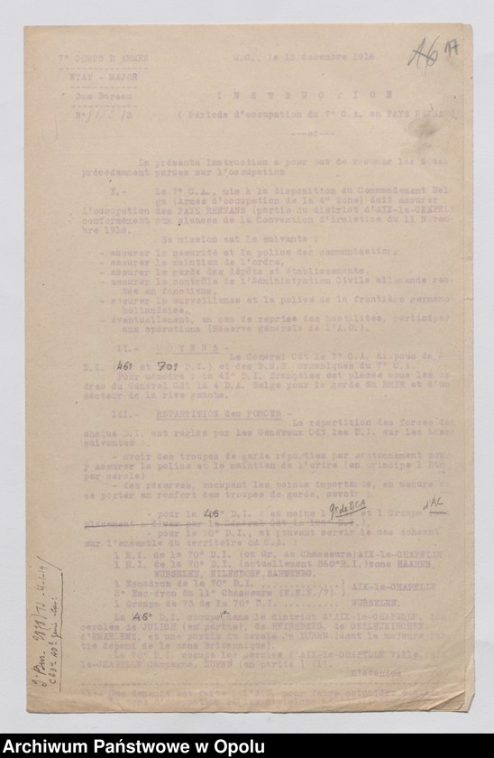 Obraz 19 z jednostki "Plan de Defense Division a 2 Brigades de Chasseurs Alpins/ /Plan obrony strefy Juliers oraz zarządzenia i instrukcje dotyczące okupacji Nadrenii/ t. II XII. 1918-I. 1919"