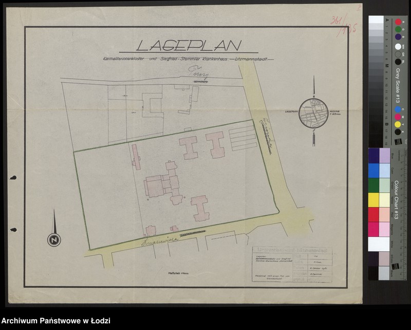 Obraz 1 z jednostki "Lageplan Karmeliterinnenkloster und Siegfried Stemmler Krankenhaus Litzmannstadt"