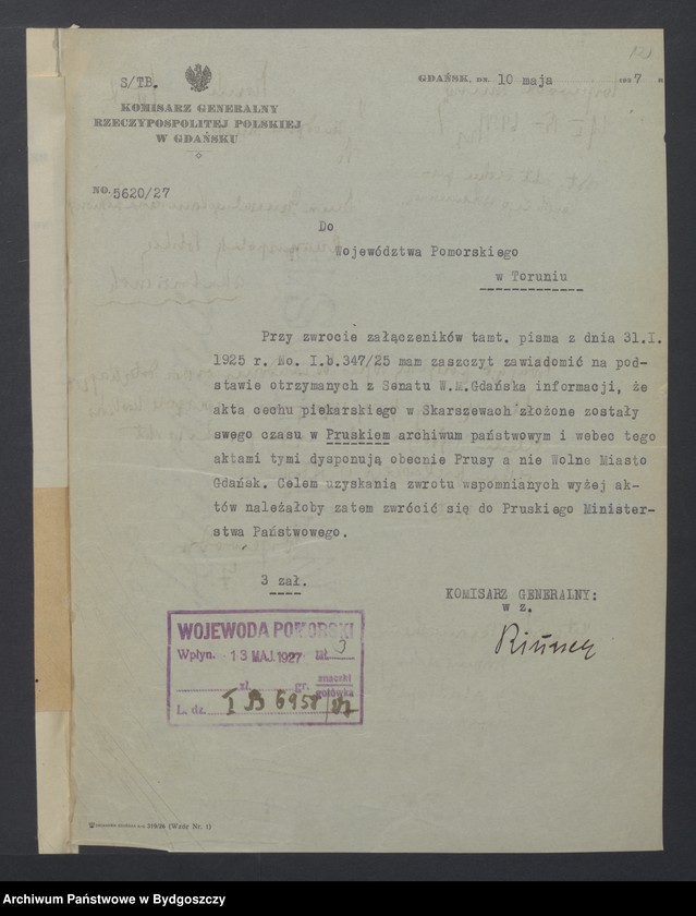 image.from.unit.number "Akta dotyczące układu z Niemcami w sprawie przekazywania akt [Układ polsko - niemiecki z dnia 22.12. 1926 r. o wydaniu akt]"