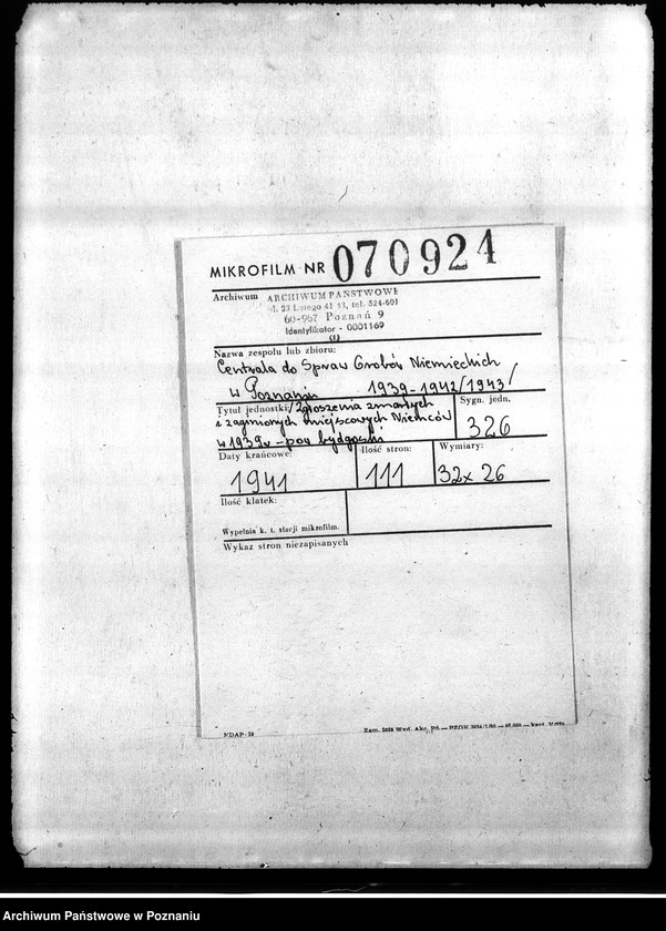 Obraz 2 z jednostki "Zgłoszenia zmarłych i zaginionych miejscowych Niemców w 1939 roku - powiat bydgoski"