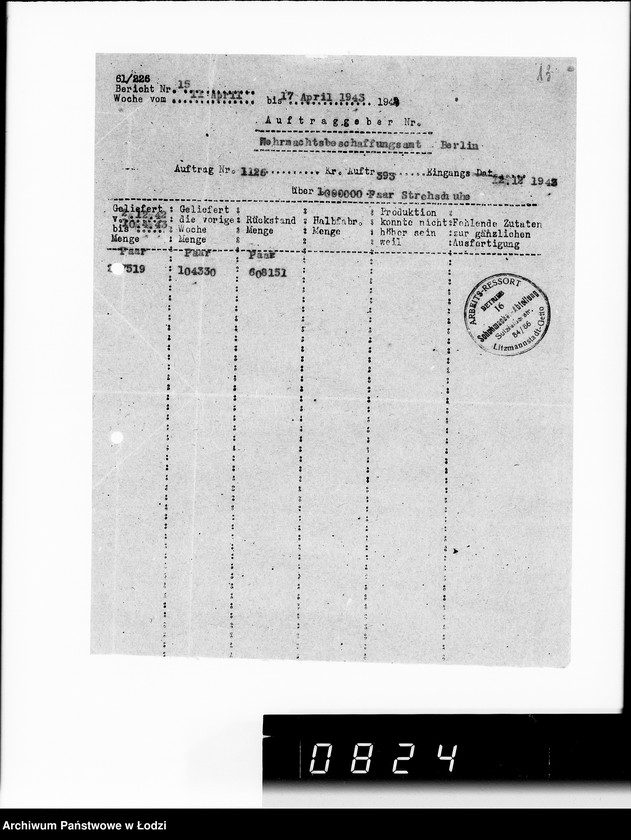 Obraz 17 z jednostki "Bewegungsberichte VIII. [Sprawozdania z wykonania zamówień wojskowych]"