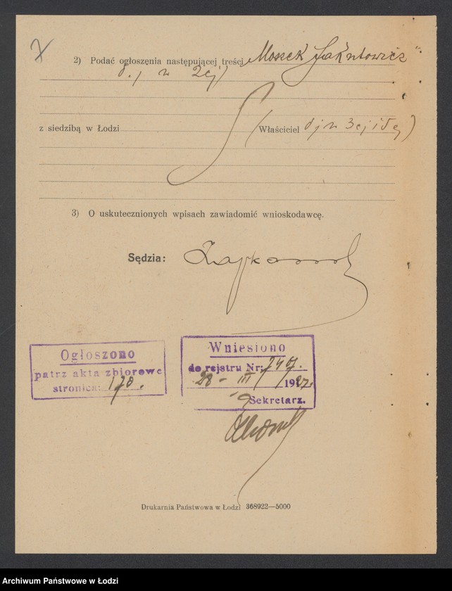 Obraz 9 z jednostki "Moszek Jakubowicz- sprzedaż manufaktury bawełnianej"