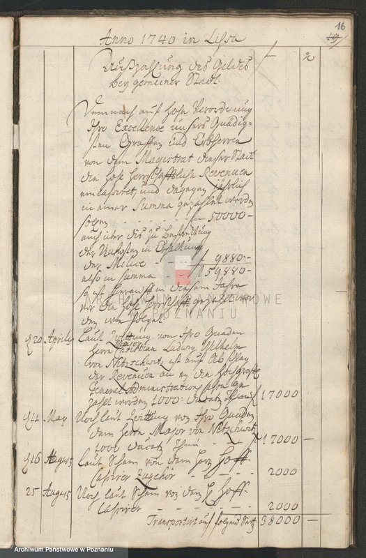 Obraz 18 z jednostki "Rechnung der Stadt Lissa; język niemiecki"