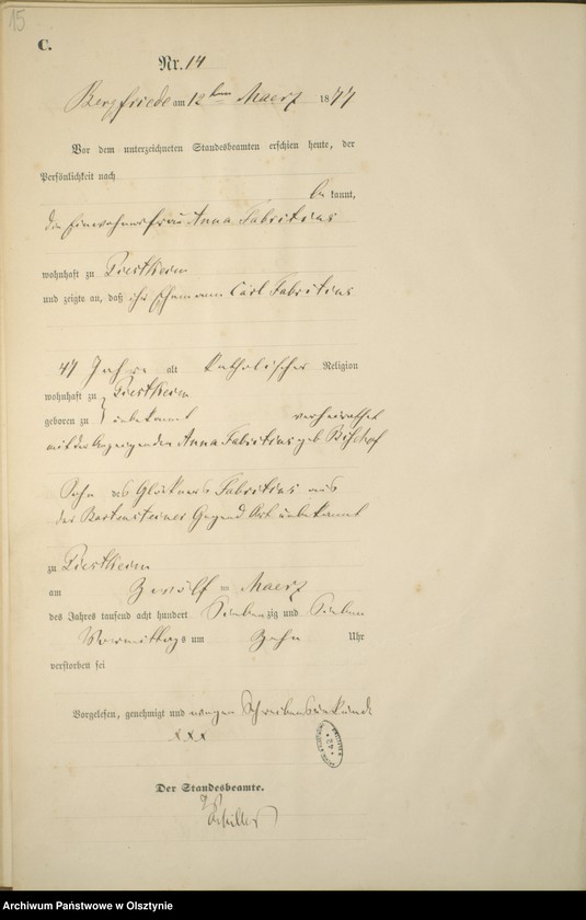image.from.unit.number "Sterbe-Haupt-Register Nr 1 - 71"