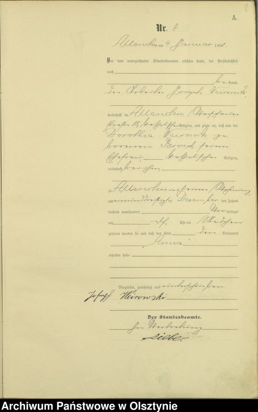 image.from.unit.number "Geburts-Haupt-Register Tom I,Nr 1 - 396"