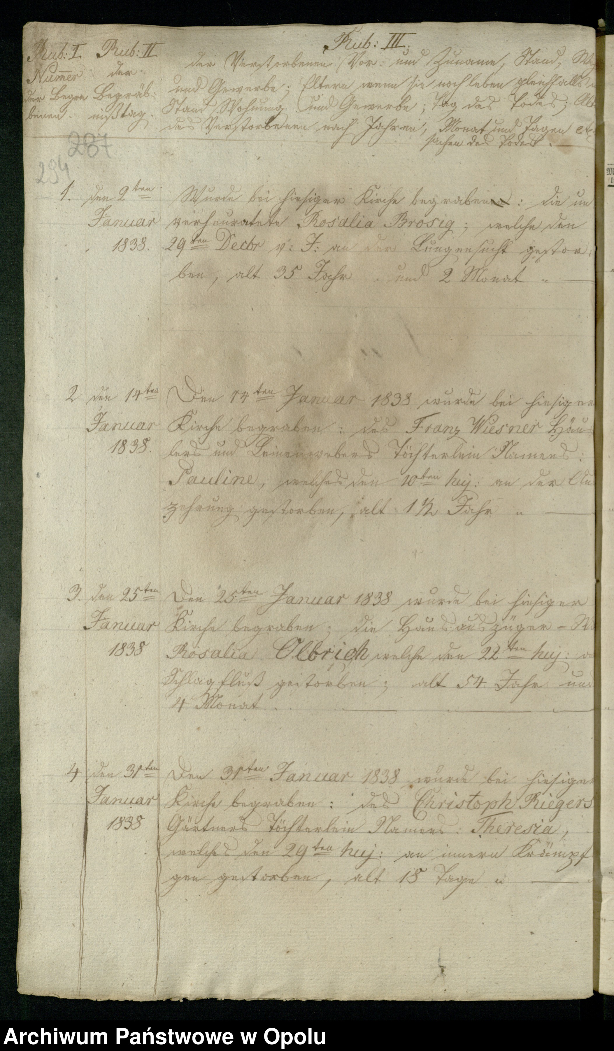 Skan z jednostki: Kirchenbuchduplikate der Pfarrei Heinersdorf Geburten, Heirat- und Sterberegister 1827-1832, 1836-1839