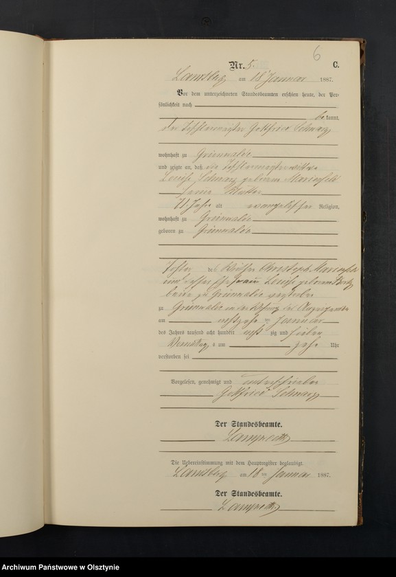 image.from.unit.number "Sterbe-Neben-Register Nr 1 - 87"