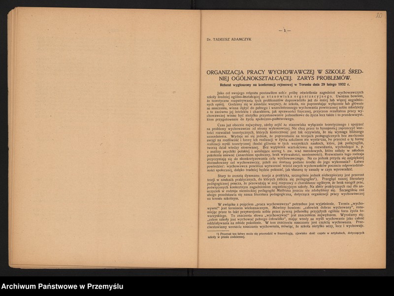 image.from.unit.number "Sprawozdanie Dyrektora Gimnazjum Polskiego w Gdańsku za rok szkolny 1931/32"