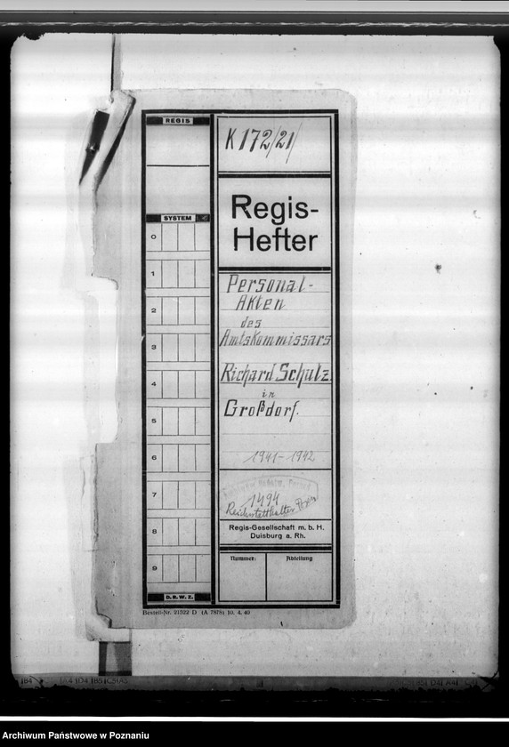 image.from.unit.number "Personalakten des Amtskommissars Richard Schulz, in Grossdorf"