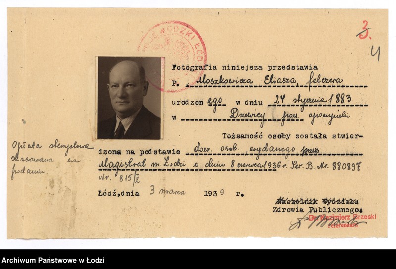 Obraz 7 z jednostki "Moszkowicz Eliasz - felczer - akta rejestracyjne"