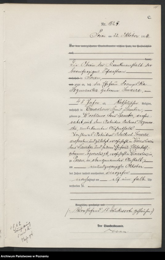 Obraz 13 z jednostki "Księga miejscowa zgonów tom V [Rejestr główny zgonów]"