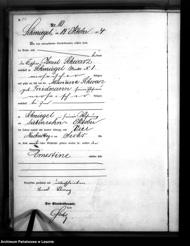 Obraz 13 z jednostki "[Księga urodzeń - miasto]"