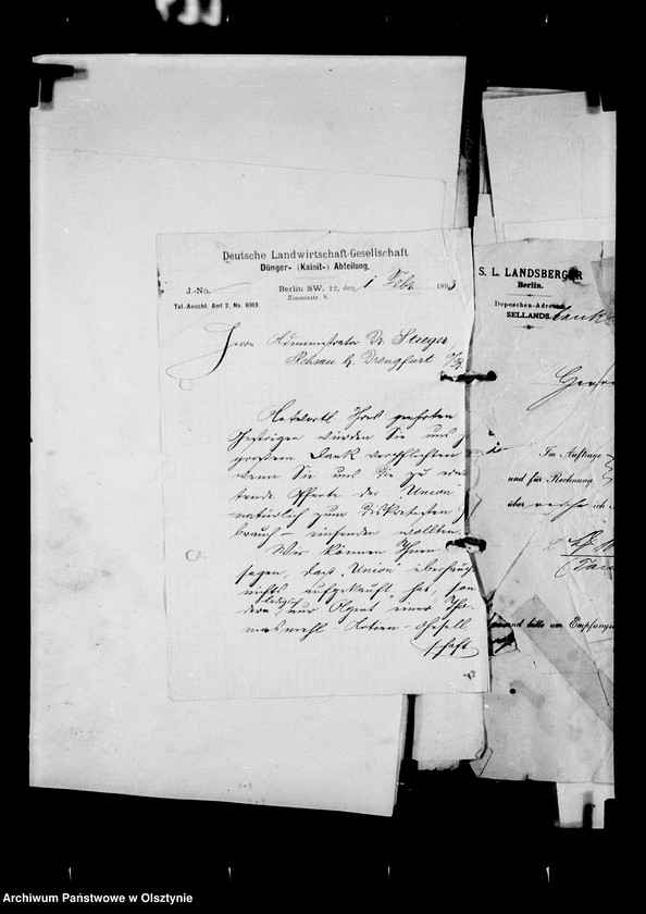 image.from.unit.number "/Korrespondenz der Deutschen Landwirtschafts Gesellschaft u. der Rechtsanwälte Steller, Axt u. Landsberger mit Dr. Stieger- Rehsau/"