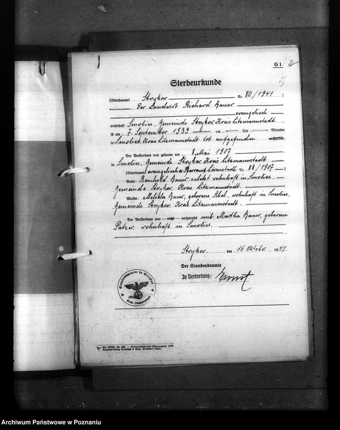 Obraz 9 z jednostki "Wykaz miejscowych Niemców, którzy zginęli w 1939 roku. Kreis Litzmannstadt (Łódź)"