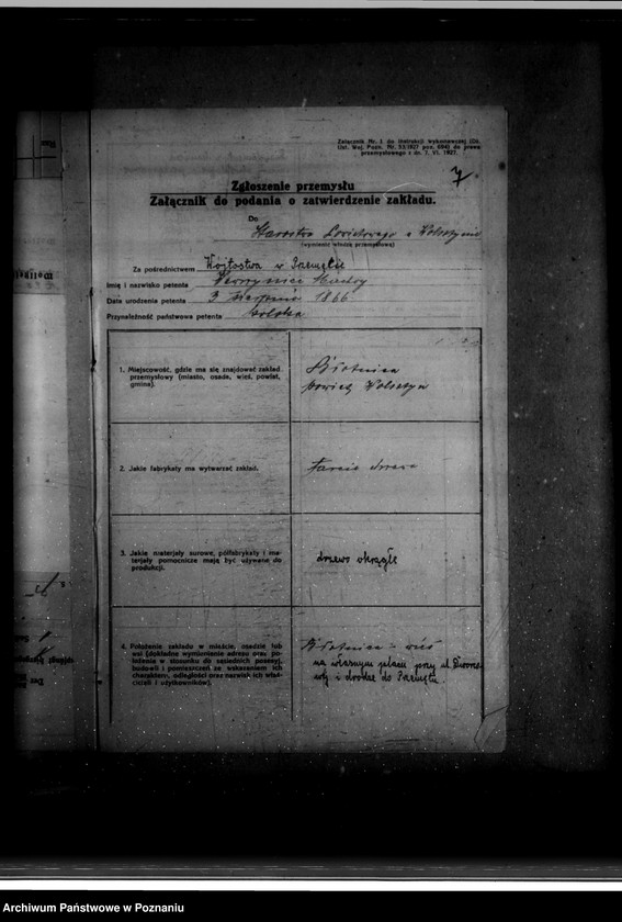 Obraz 11 z jednostki "Zatwierdzenie zakładu przemysłowego tartaku/ W. Machoy w Błotnicy powiat wolsztyński"