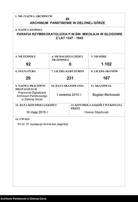 image.from.unit.number "Alljähriges Verzeichniß der Kinder, welche zum ersten Hl. Abendmahle gegengen sind, bei hiesieger Stadtpfarrkirche [Wykaz dzieci mających przystąpić do pierszej komunii św. w parafii p. w. św. Mikołaja w Głogowie]"