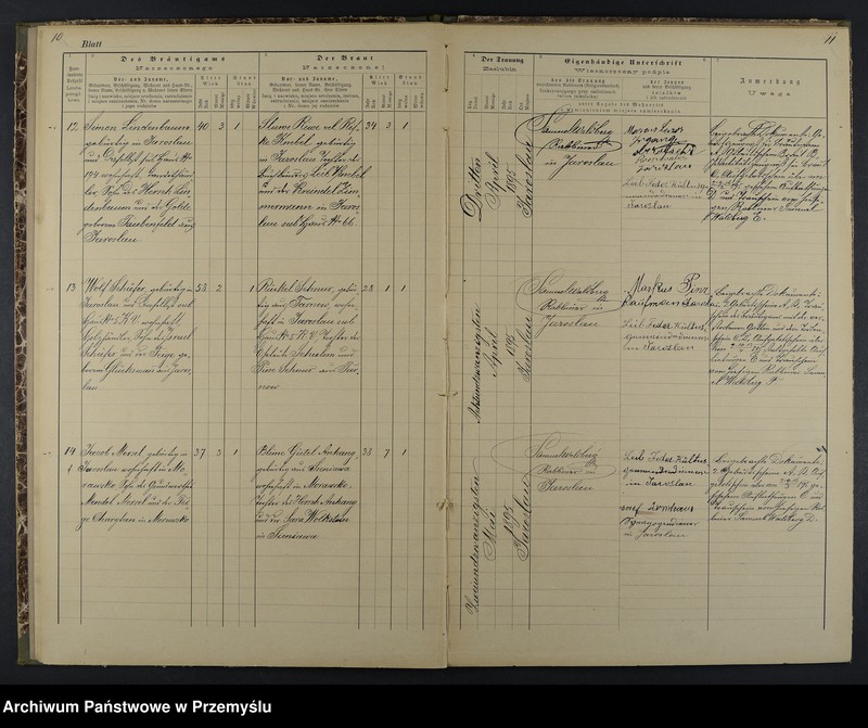 image.from.unit.number "Trauungsbuch des Isr.[aelitischen] Matriken-Bezirkes Jaroslau 1895"