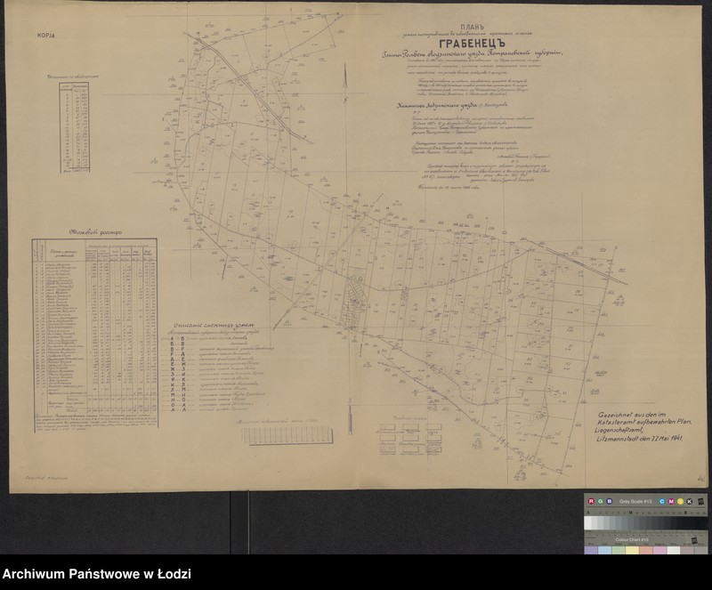 Obraz 1 z jednostki "Plan zemel´ postupivšych v sobstvennost´ krestjan selenija Grabieniec ..."
