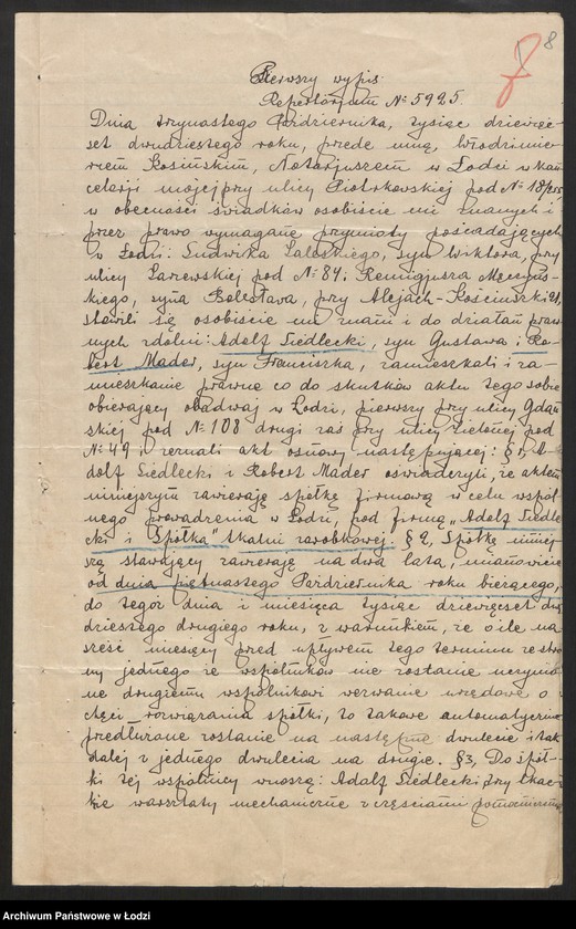 Obraz 10 z jednostki "Adolf Siedlecki, Robert Mader - Adolf Siedlecki i S-ka- prowadzenie tkalni zarobkowej"