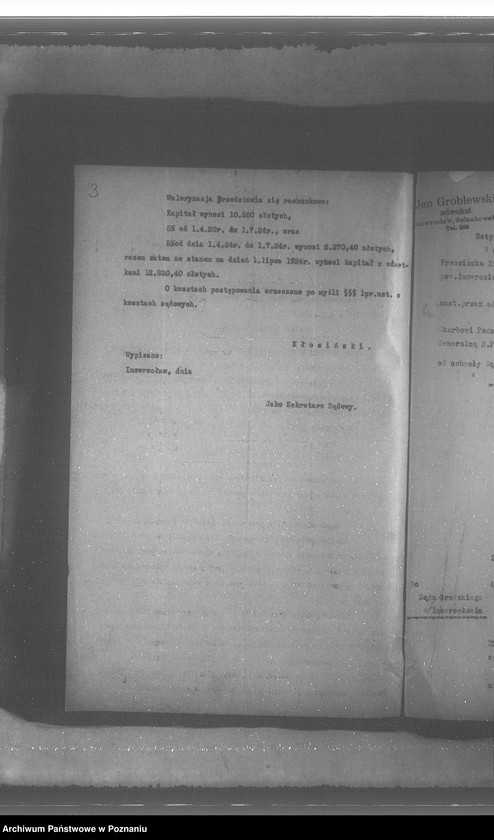 Obraz 7 z jednostki "Przerachowanie hipoteki ciążącej na nieruchomości Rojewo karta 77 Franciszek Zieliński"