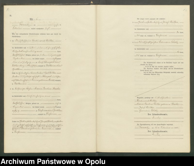 Obraz 9 z jednostki "Heiraths-Neben-Register Standesamts Koppitz pro 1906"