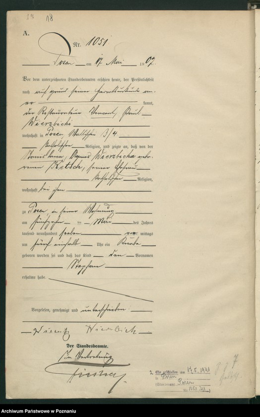 Obraz 20 z jednostki "Księga miejscowa urodzeń tom III [Rejestr główny urodzeń]"