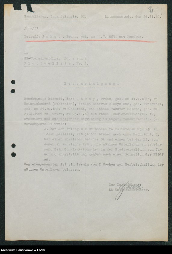 image.from.unit "Entlassungsgesuche an der Verwaltung der Lager in Litzmannstadt"