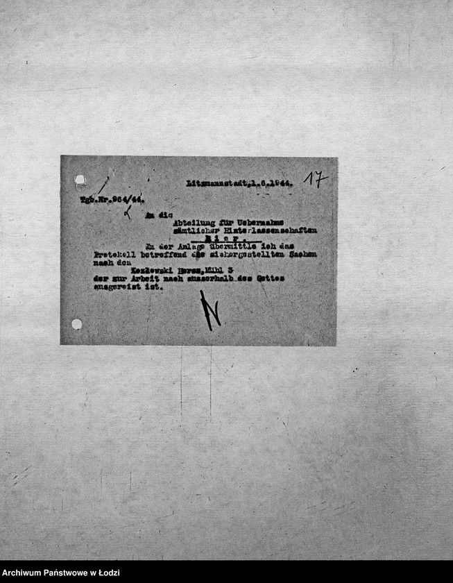 Obraz 20 z jednostki "[Korespondencja z Referatem Opiekuńczym, głównie w sprawach spadków po zmarłych]"