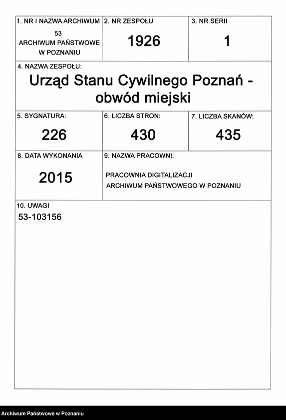 Obraz 1 z jednostki "Księga urodzeń t. I"