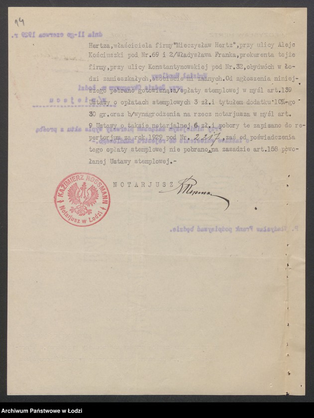 Obraz 16 z jednostki "Mieczysław Hertz – biuro ajenturowe"