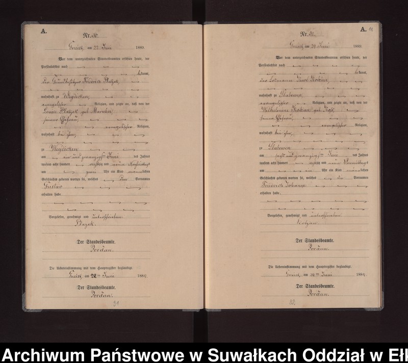 image.from.unit.number "Geburts-Neben-Register des Königlichen Preussischen Standes-Amtes Gneist Kreis Loetzen"