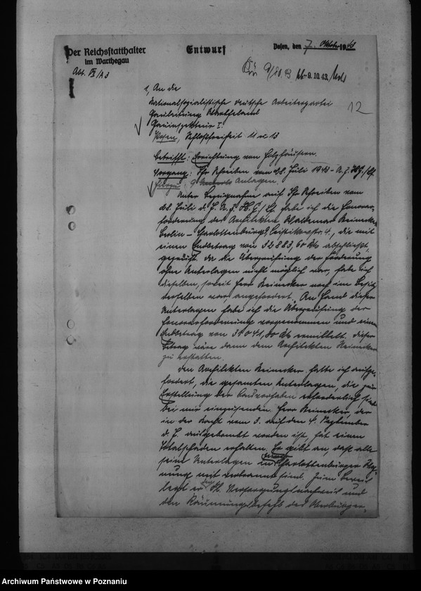 Obraz 16 z jednostki "Errichtung von Holzhäusern in Posen. Kreisschulungsburg. Reichsarbeitsdienst- Baracken, Schlaupe, Kreis Kempen"