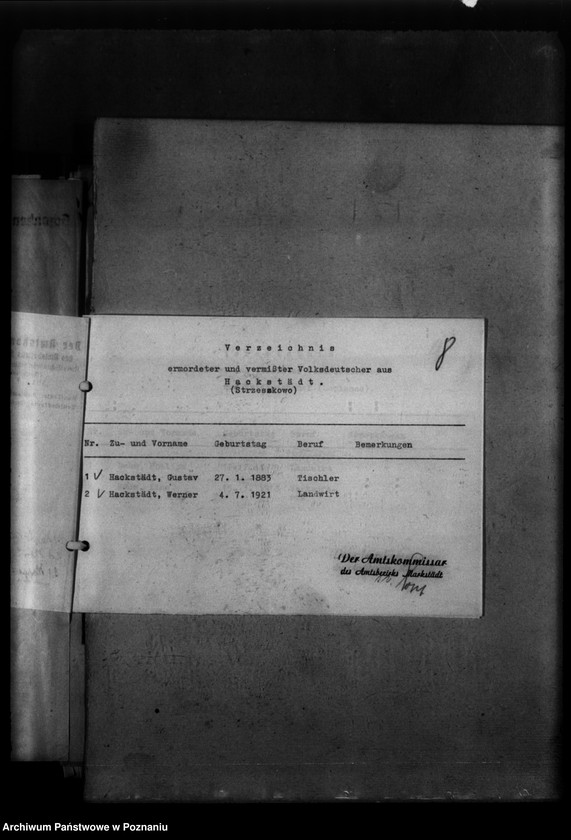 Obraz 12 z jednostki "Kreis Wongrowitz (Wągrowiec). Wykazy miejscowych Niemców, którzy zginęli w 1939 roku - korespondecja"