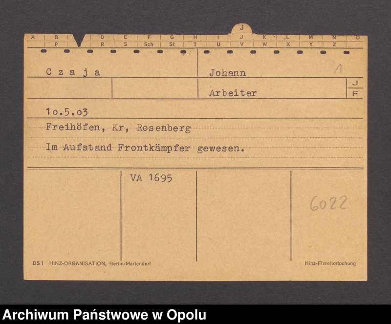 Obraz 3 z jednostki "[Czaja Johann, ur. 10.5.1903 Freihöfen]"