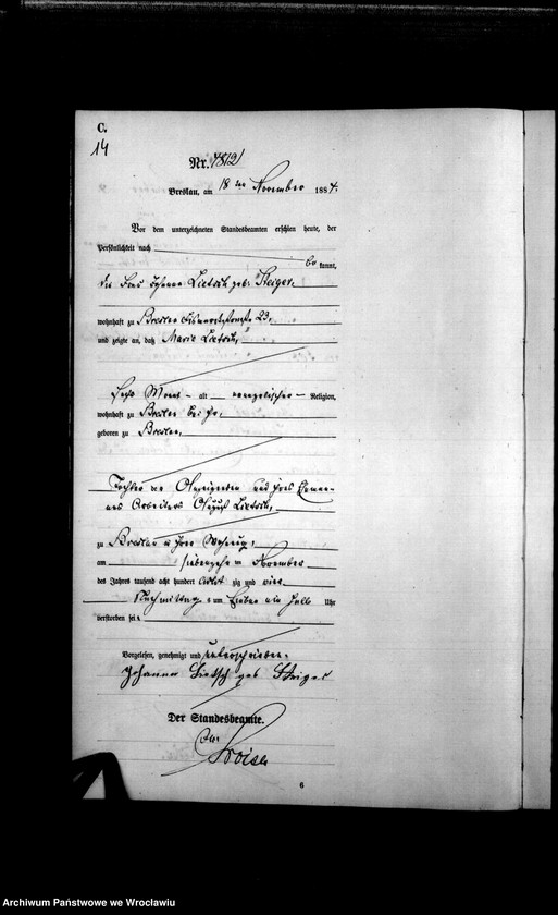 image.from.unit.number "Sterbe-Haupt-Register Breslau I 1884 Band 13"