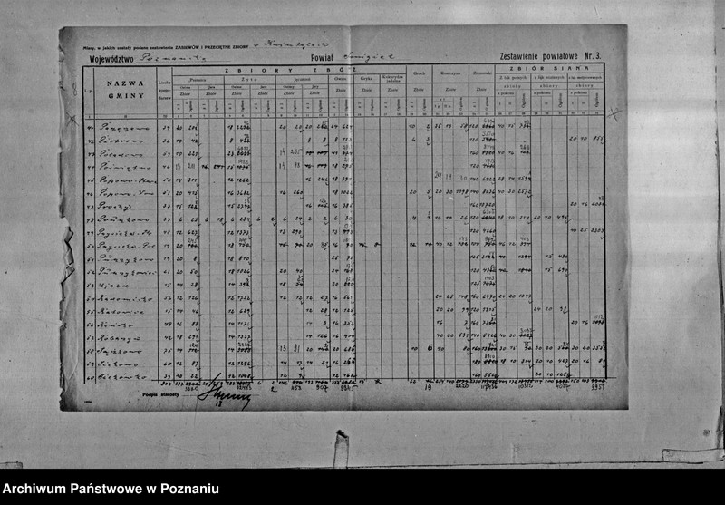 Obraz 10 z jednostki "/Statystyka produkcji rolnej - zestawienie powiatowe - Śmigiel"