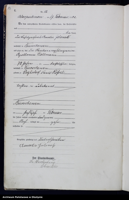 Obraz 15 z jednostki "Sterbe-Haupt-Register Nr 1 - 92"