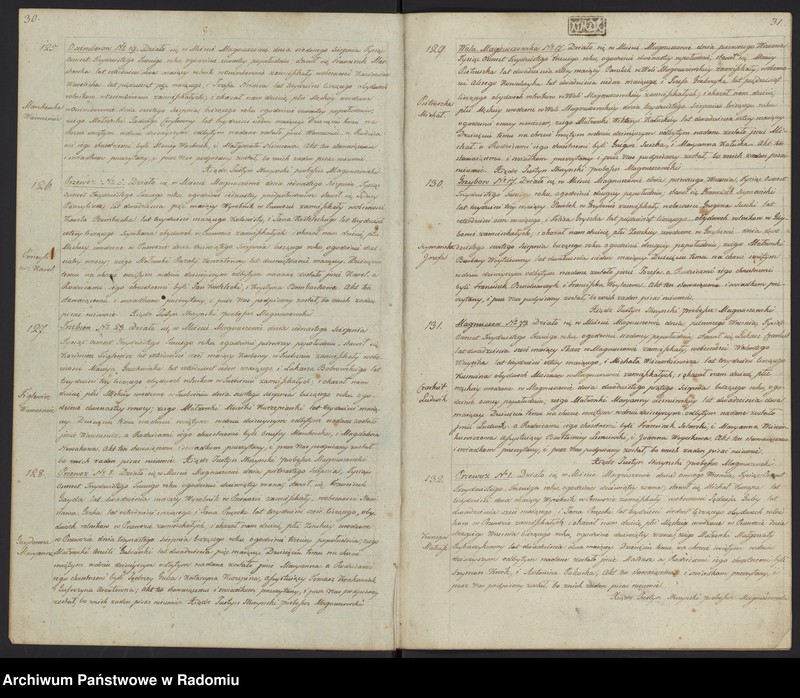 Obraz 18 z jednostki "Duplikat akt religijno cywilnych gminy i parafii Magnuszew służący na rok 1833"