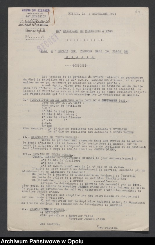Obraz 4 z jednostki "/Plany obrony garnizonów, miejsc postoju oddziałów 91 Brygady Strzelców Alpejskich/  IX 1921"