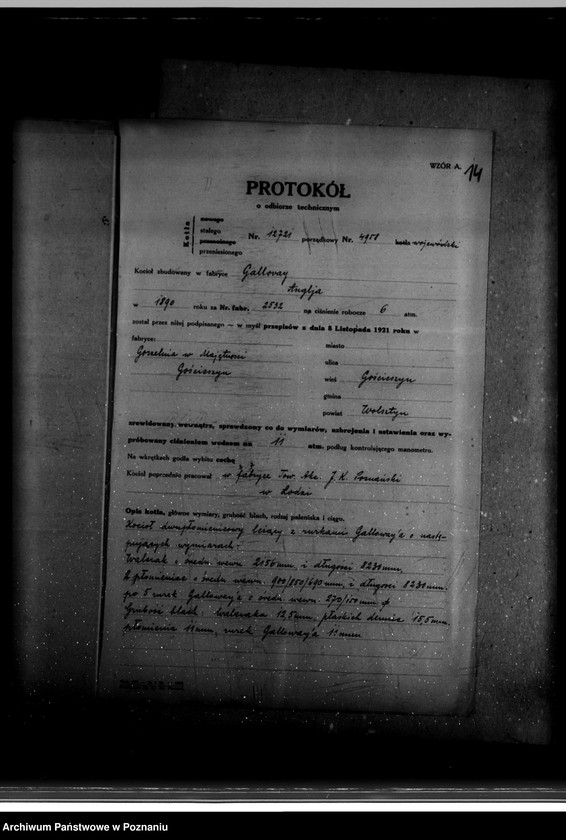 Obraz 19 z jednostki "Gorzelnia Majętności Gościeszyn powiat wolsztyński własność Hr Z. Kurnatowskiego nr woj. kotła 4958"