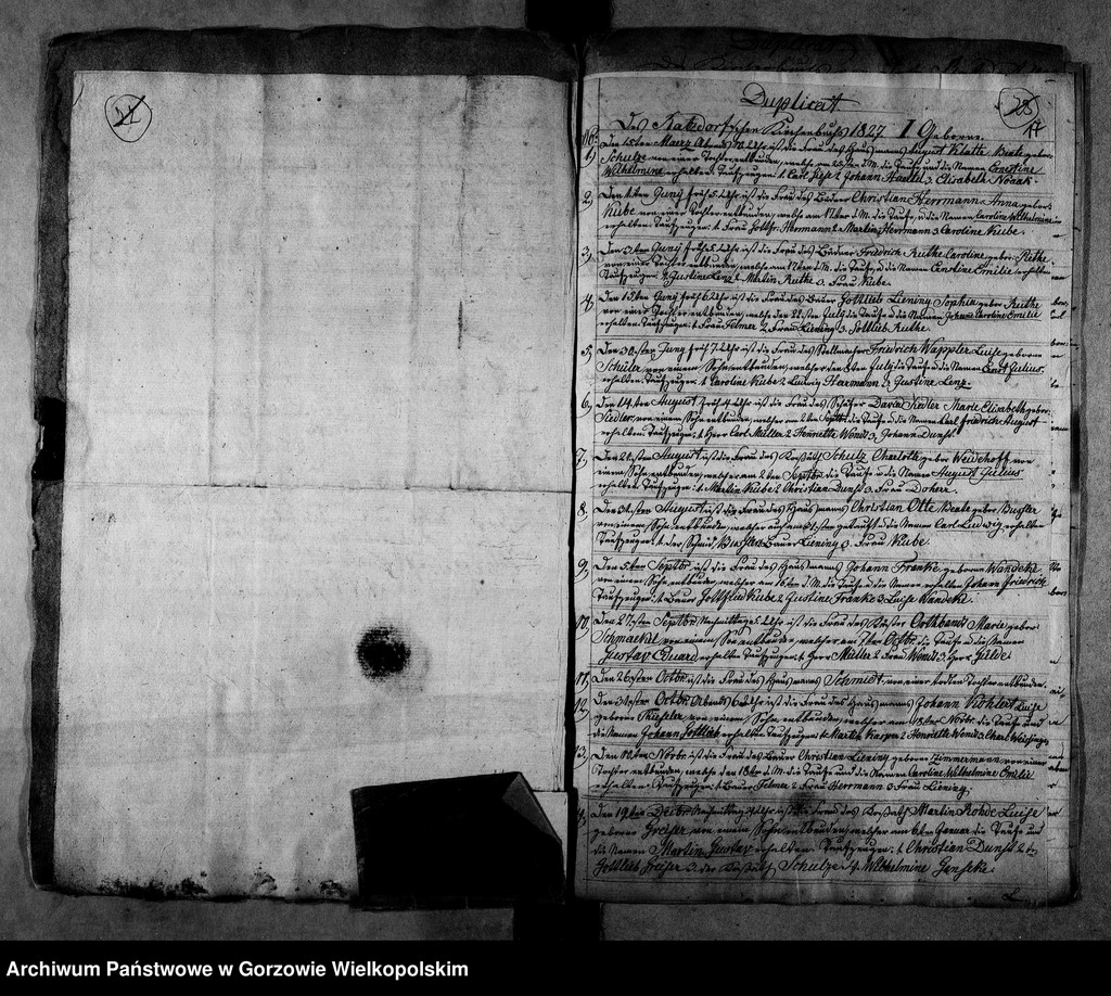 image.from.unit.number "Duplikate der Kirchenbücher von der Parochie Ratzdorf (Racław)"