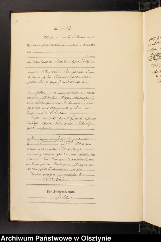 image.from.unit.number "Sterbe-Haupt-Register Tom II, Nr 600-877"