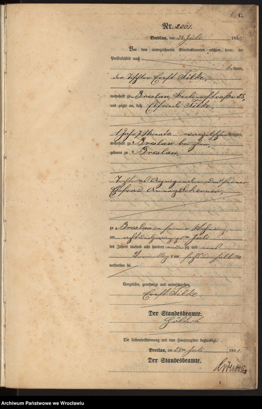 image.from.unit.number "Sterbe-Neben-Register Breslau I 1891 Band 6 "