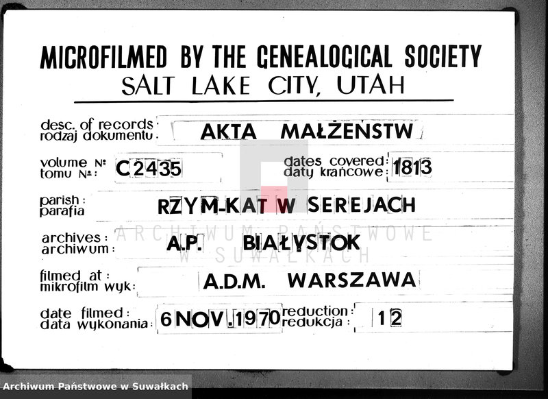 image.from.unit.number "Akta zaślubionych gminy sereyskiey od 1-go stycznia 1813 aż do ostatniego grudnia"