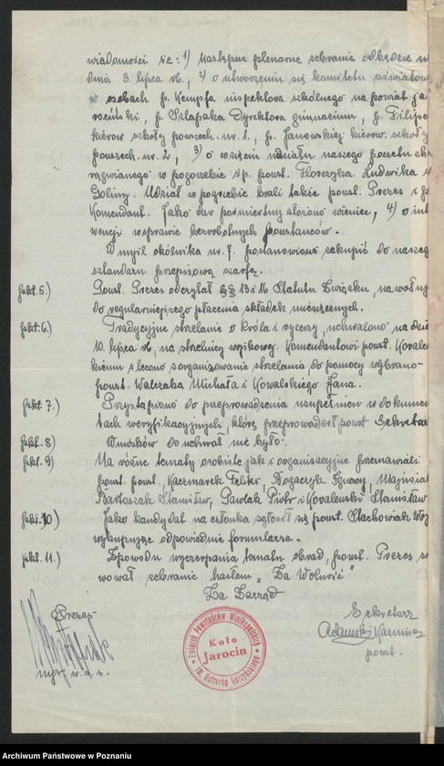 Obraz 8 z jednostki "Akta Koła Jarocin im. Ostroróg Górzyńskiego."