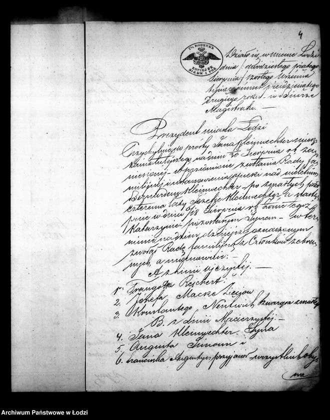 Obraz 8 z jednostki "Akta tyczące się ustanowienia opieki nad nieletnim dzieckiem i spisu inwentarza pozostałości po Józefie i Katarzynie małżonkach Klainwechter"